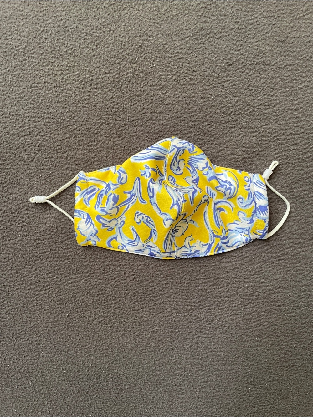 Tory Burch Yellow and Blue Printed Face Mask